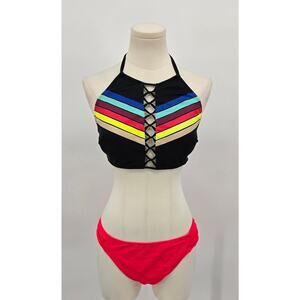 PINK by Victoria’s Secret Colorblock Halter Bikini Set
